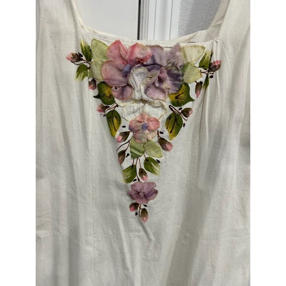 Vintage Ana R NWT Floral Embroidered White Cotton Sleeveless Dress Size Large - Picture 4 of 10